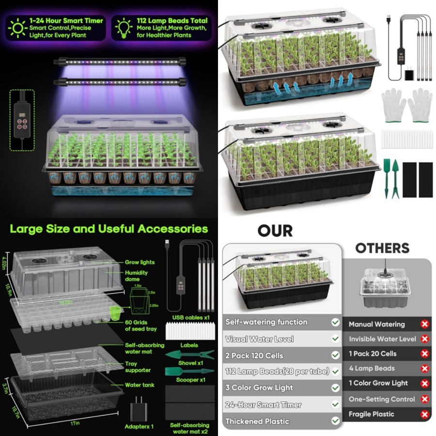 صينية بذور ذاتية الري بـ 120 خ - مراجعة Humidity Dome Kit وسعره